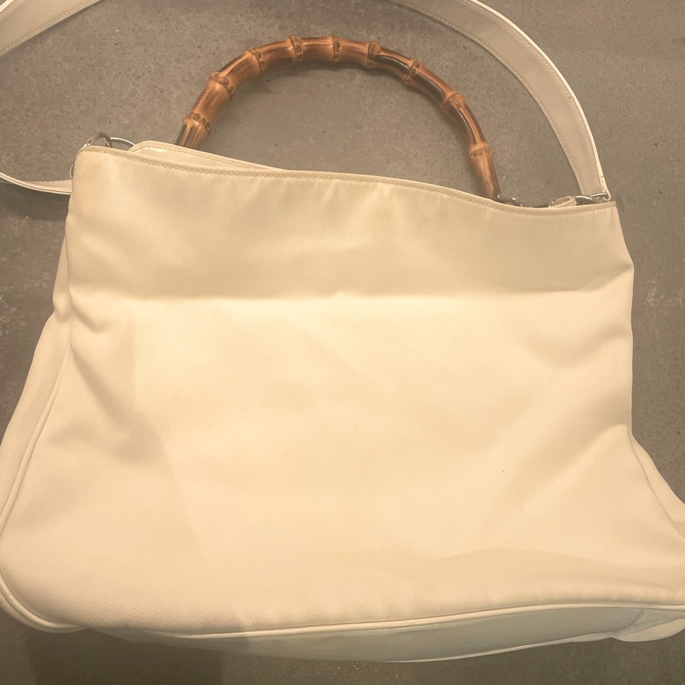 Gucci White with bamboo handle handbag